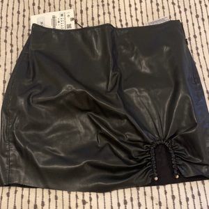 Zara mini faux leather skirt with gold hardware